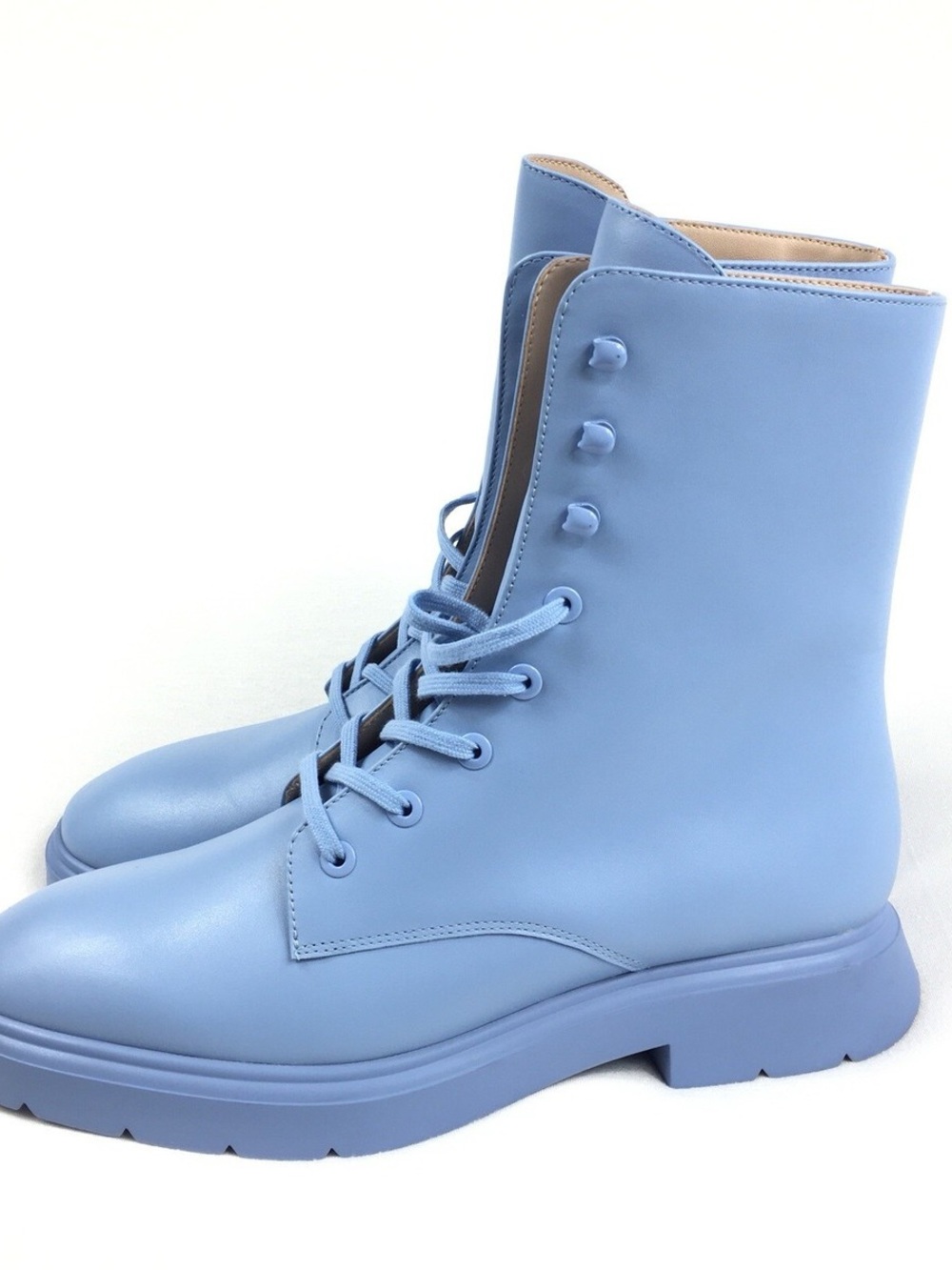 Stuart Weitzman Powder Blue Lace-Up Combat Boots